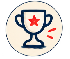 Winnaarstrofee met rode ster en rode markeringen