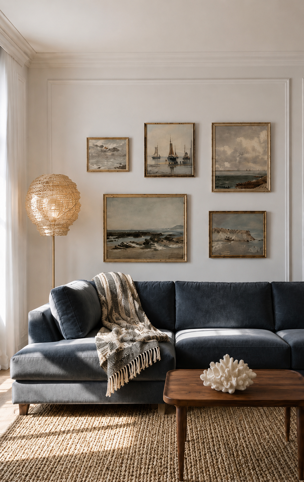 Sfeervol interieur concept voor een vakantieverblijf aan de kust met natuurlijke materialen en een rustige uitstraling met karakter en beleving.