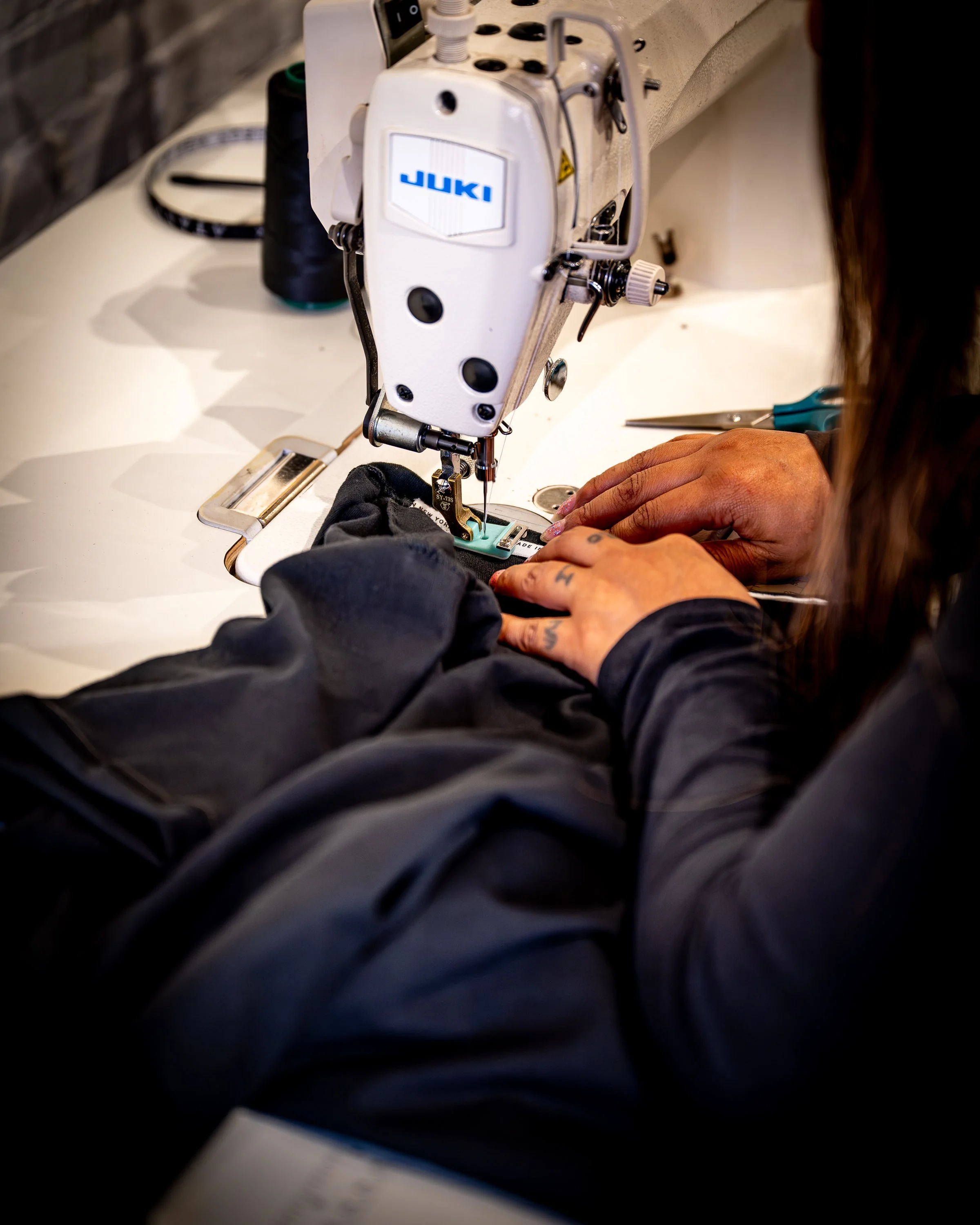 T-shirt sewing close up