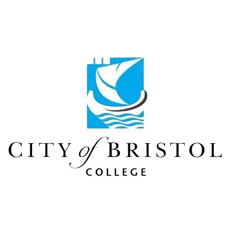 City of Bristol College logo featuring a stylized sailboat on waves in blue and white