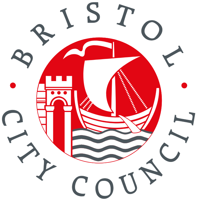 The logo of Bristol City Council featuring a sailboat, a bridge, and water with text surrounding it.