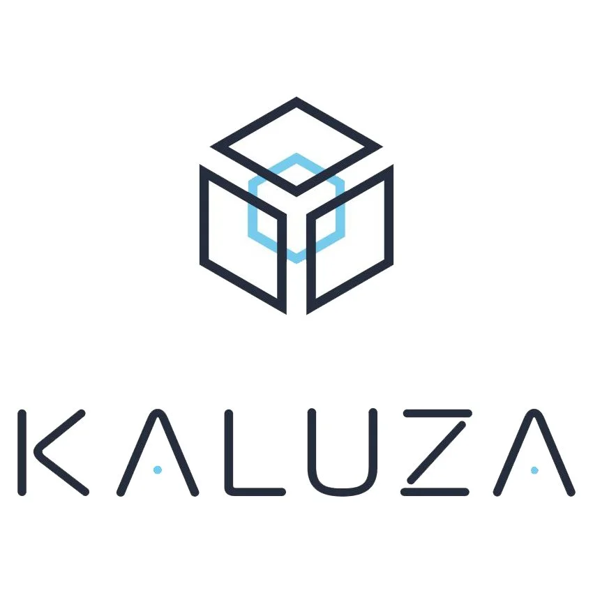 A logo featuring a geometric cube with interconnected lines and the word 'KALUZA' in stylized capital letters below.