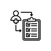 Illustration of a clipboard with checkmarks and a pen, accompanied by a small cloud icon.