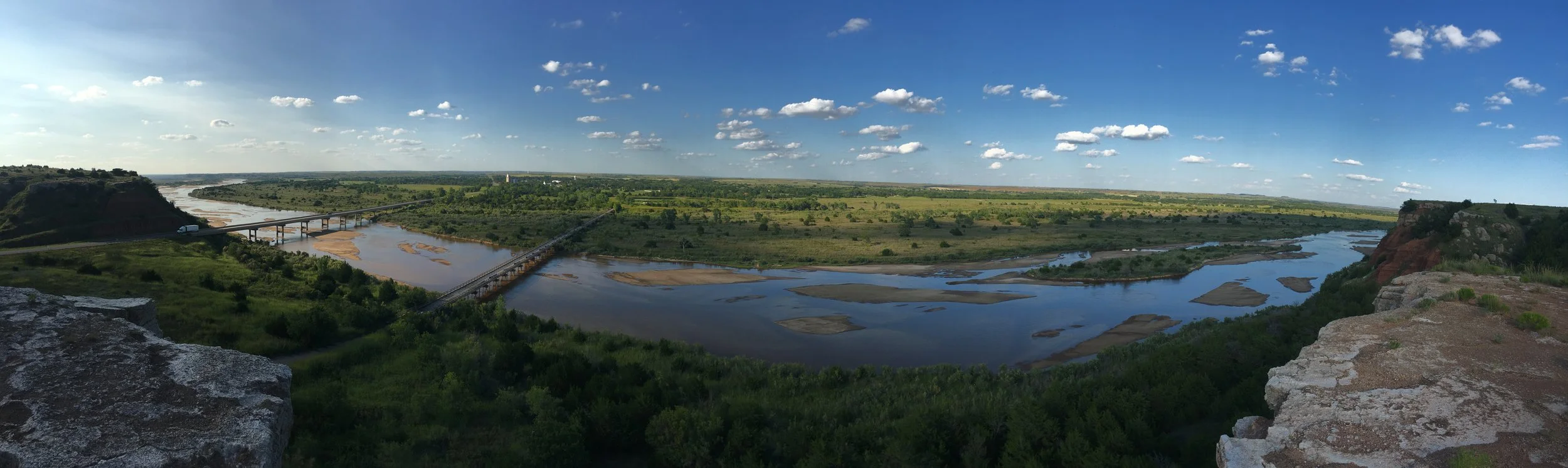 Cimarron river with Freedom Oklahoma in the background
