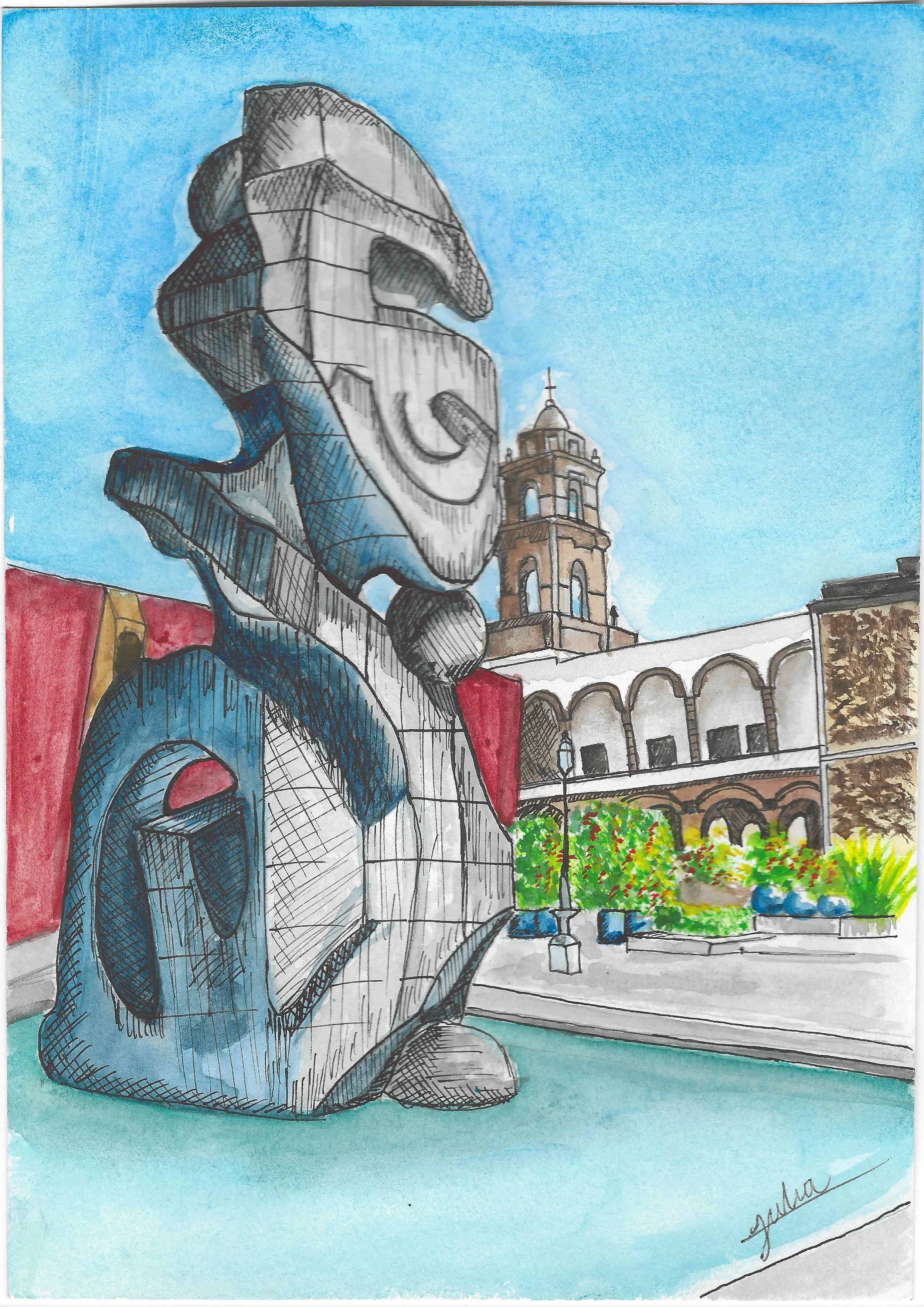 Irapuato. 
Tinta china y acuarela.