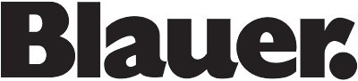 Logo di Blauer in testo nero su sfondo bianco
