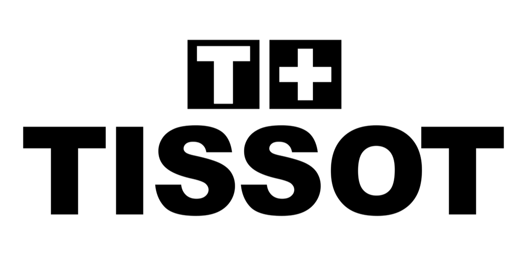 Logo di Tissot in testo nero su sfondo bianco