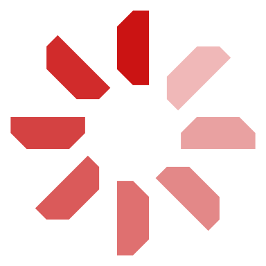 A stylized red and black loading or buffering icon with segments arranged in a circular pattern.