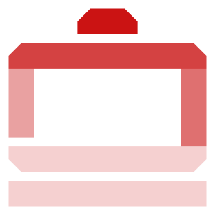 Red icon resembling a suitcase or briefcase with a handle on top.