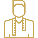 Outline of a person wearing a lab coat and stethoscope
