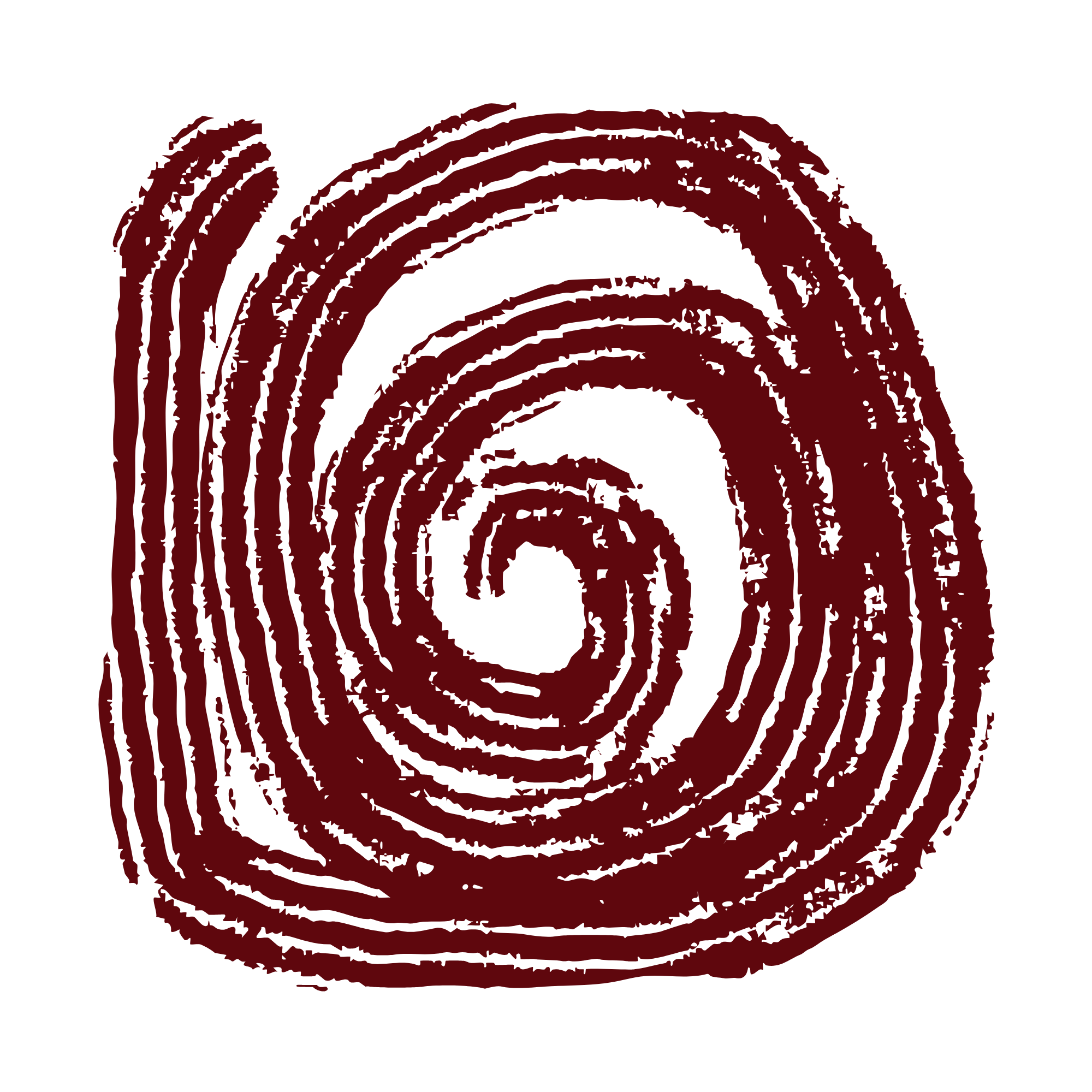 Logo von high on prana: spiralförmige Form, handgezeichnet.