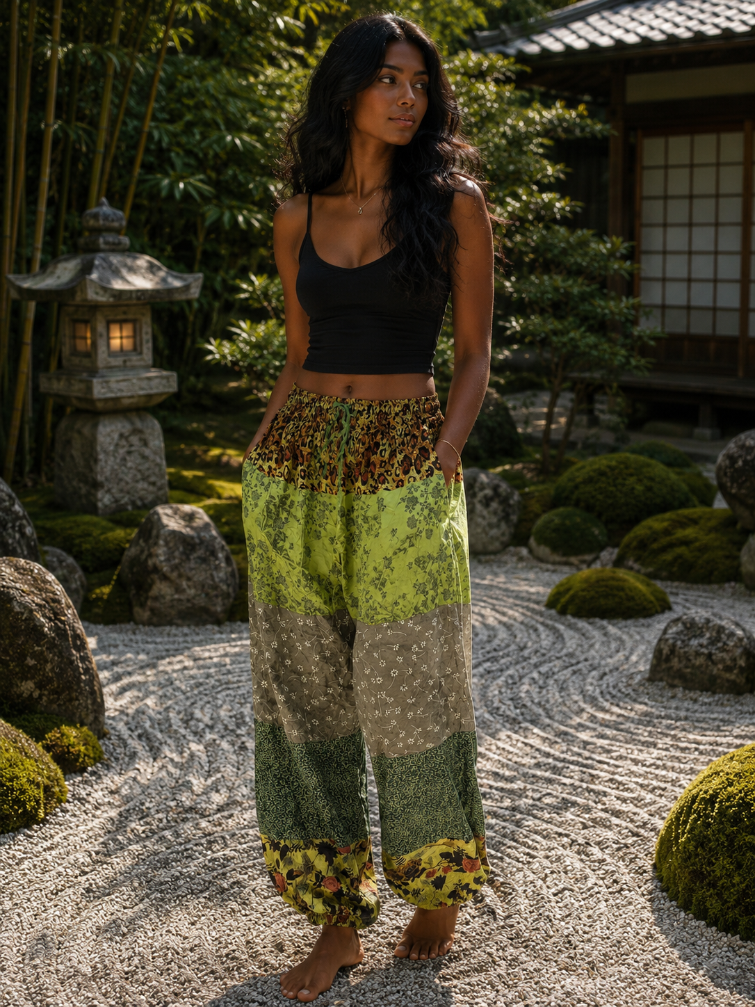 Patchwork Floral Harem Trousers Medium
