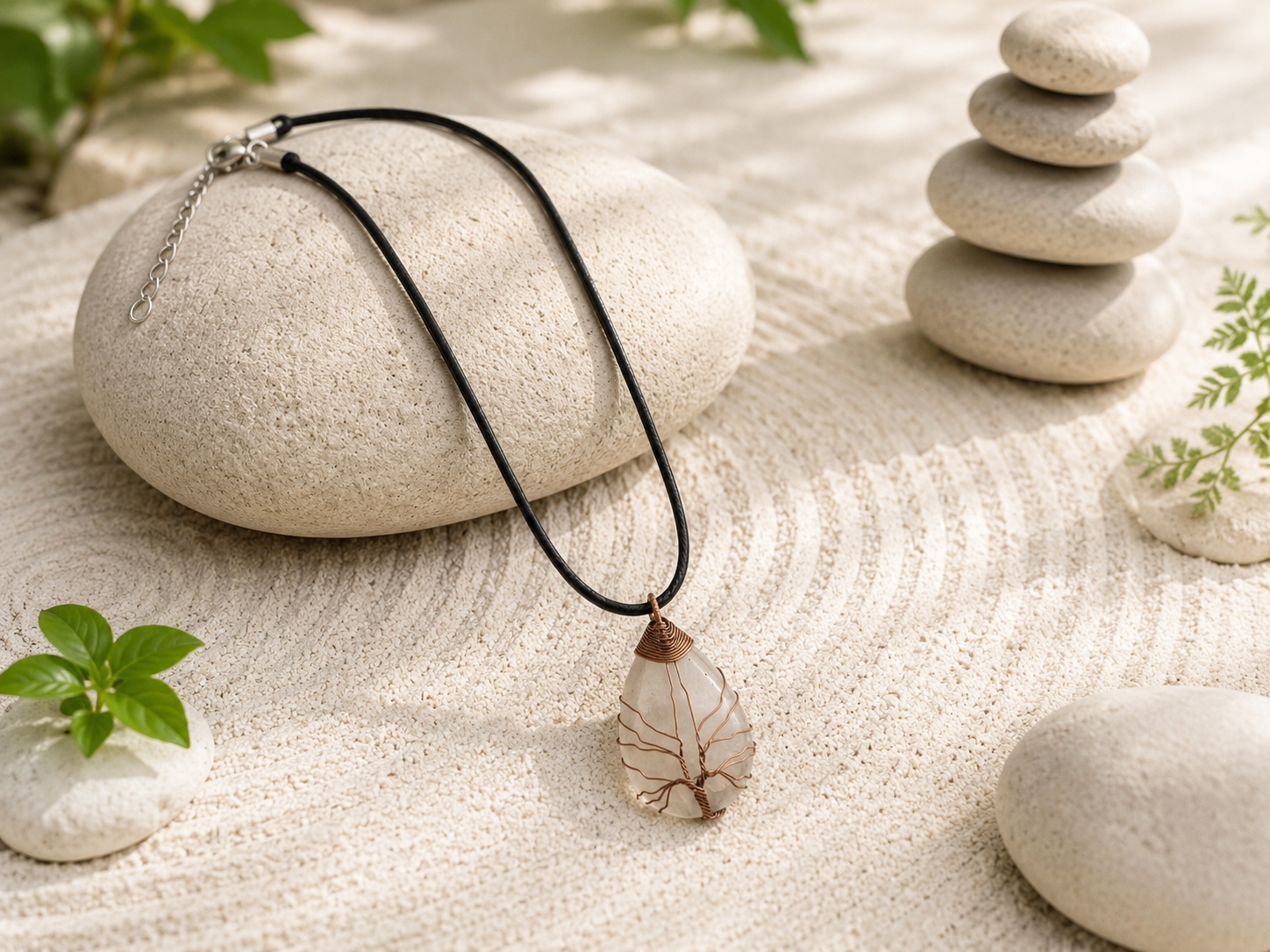 Pink Crystal tree of Life Crystal Necklace