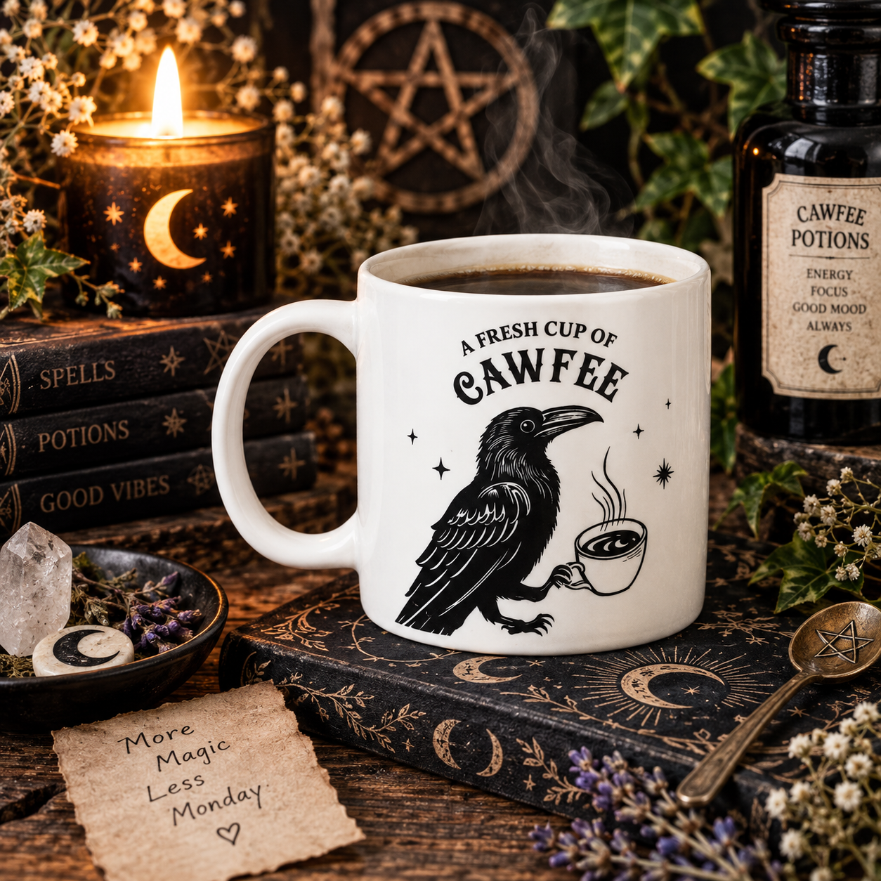 Fresh Cup of Cawfee Raven Mug