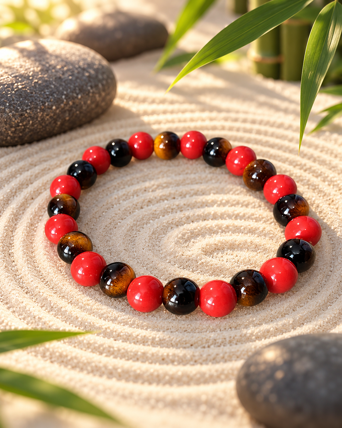 Reiki Infused Tiger's Eye & Red Carnelian Bracelet 8mm