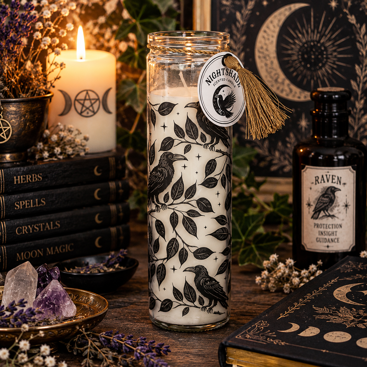 Mystic Raven Deadly Nightshade Tube Candle