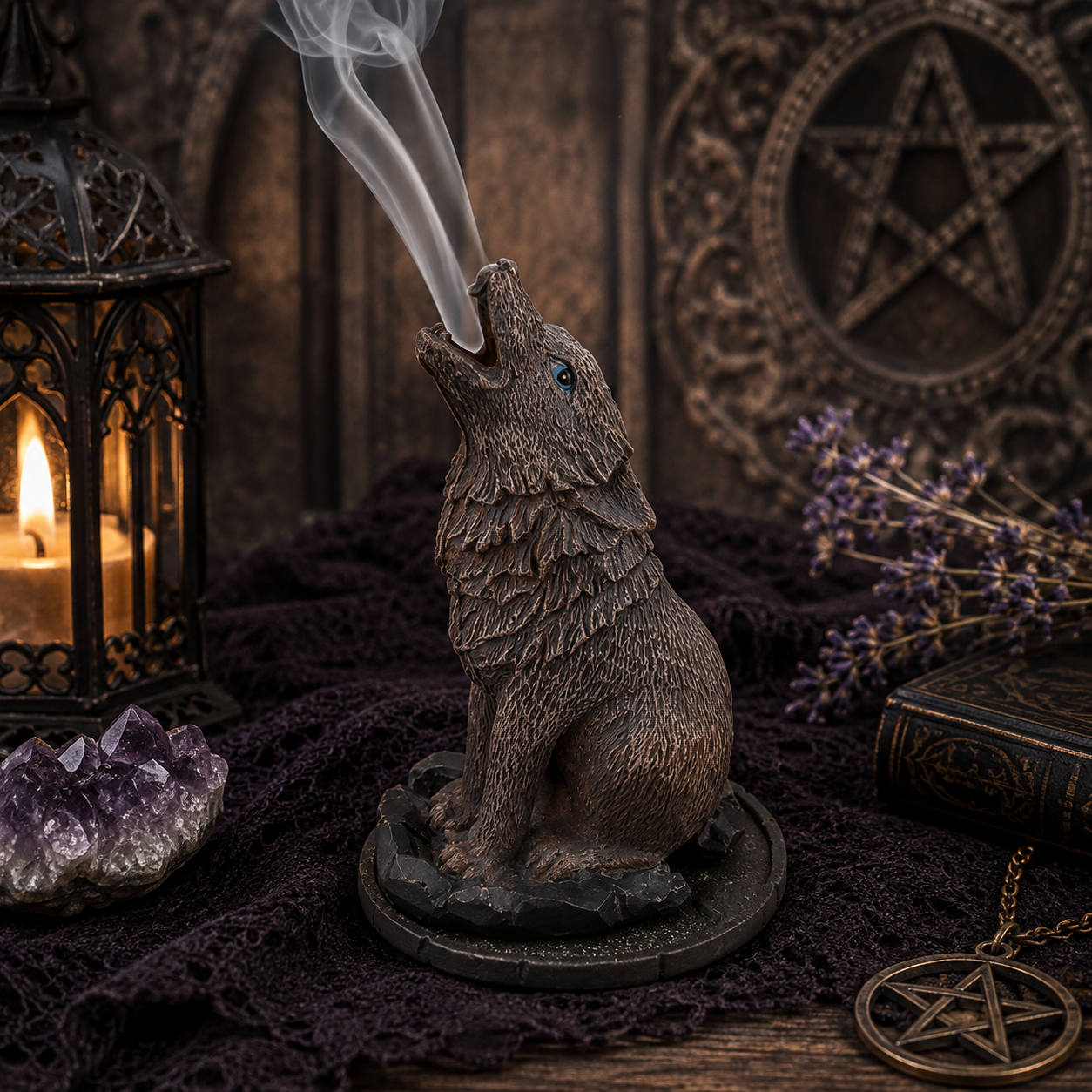 Wolf Incense Cone Holder by Lisa Parker