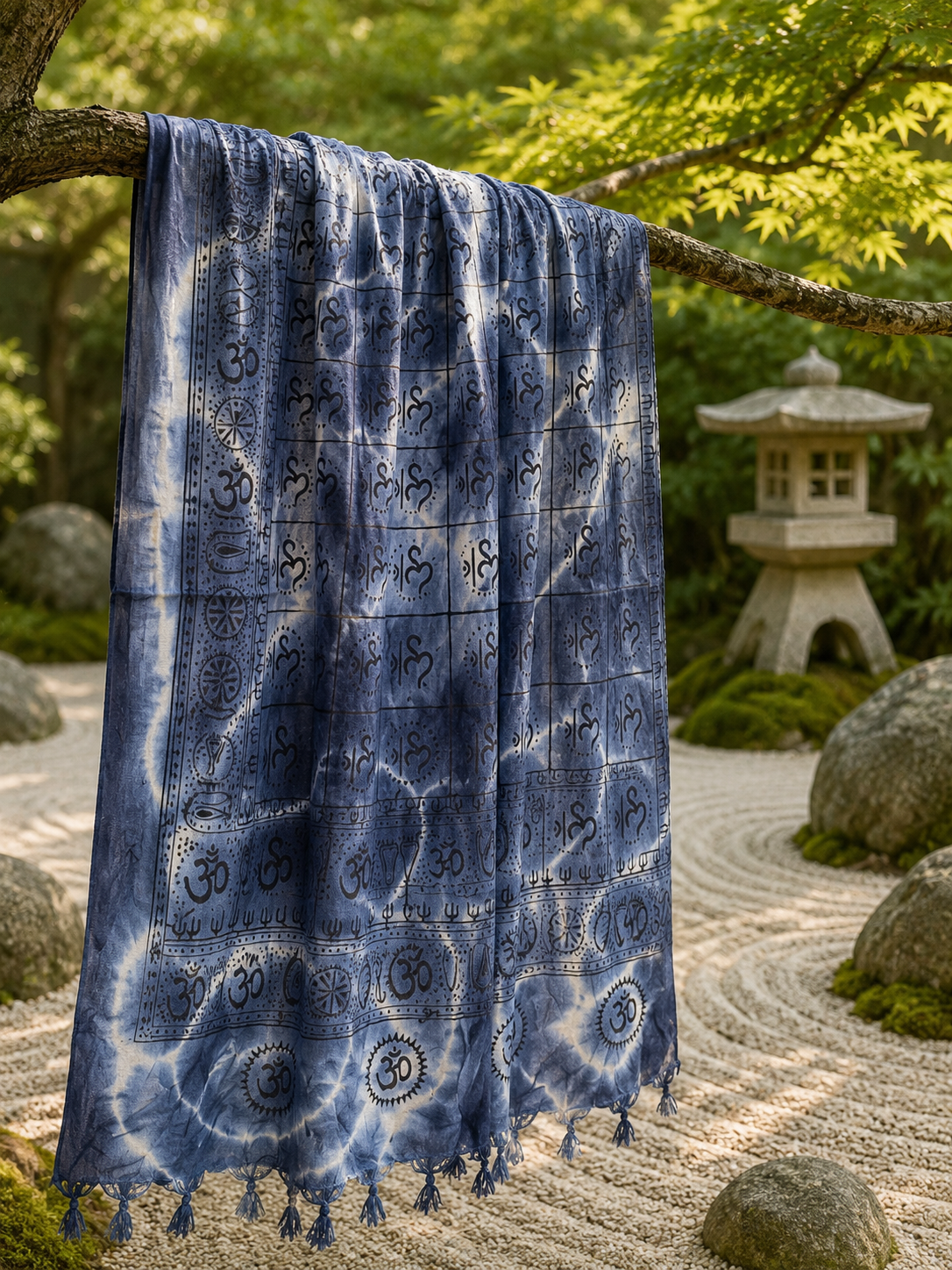 Blue Ohm Scarf With Tassles