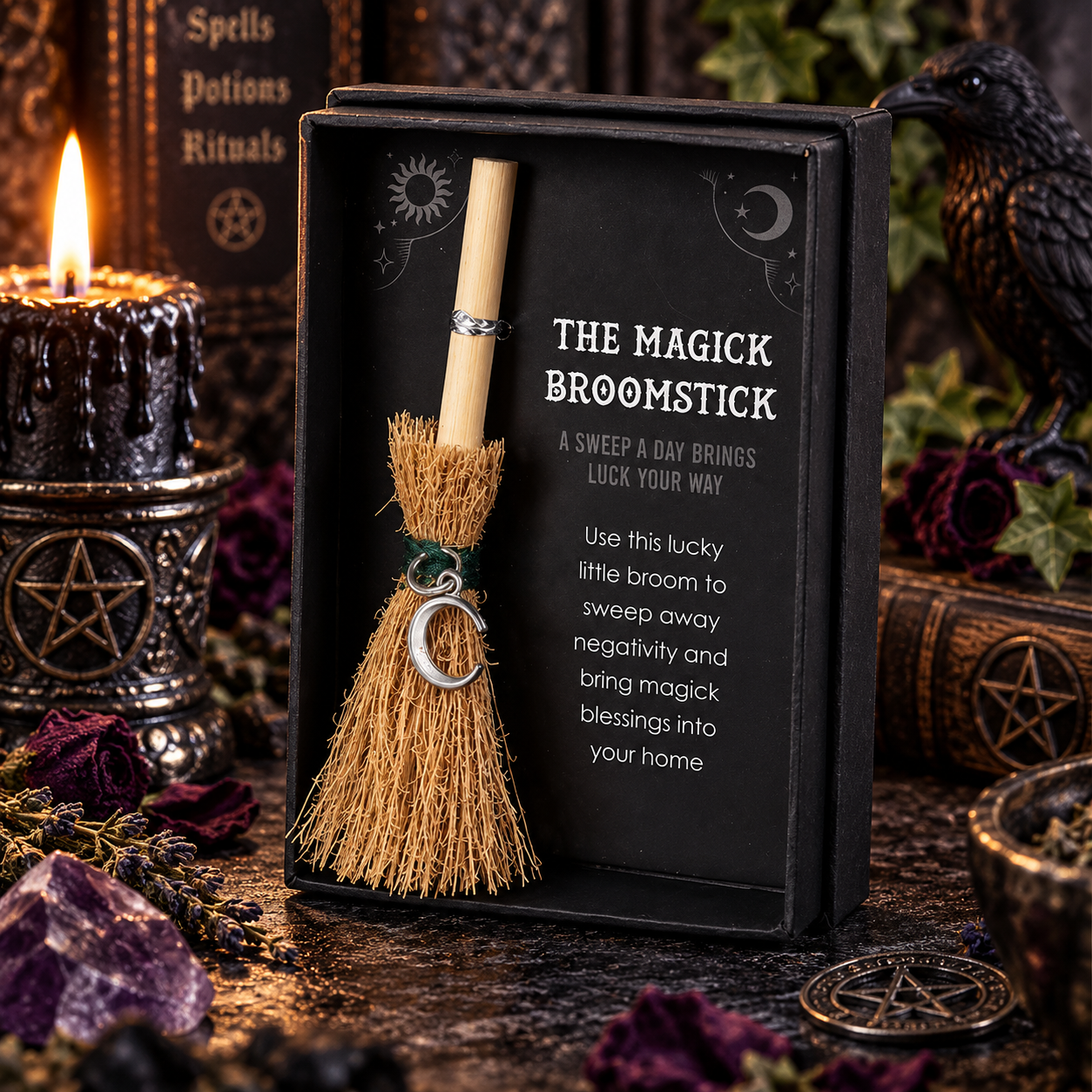 Crescent Moon Mini Magick Broomstick