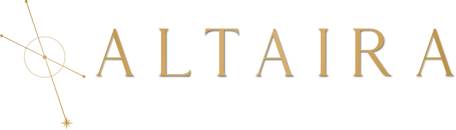 Gold background with the word 'ALTRA' in large, stylized black and beige letters, and geometric design elements on the left.