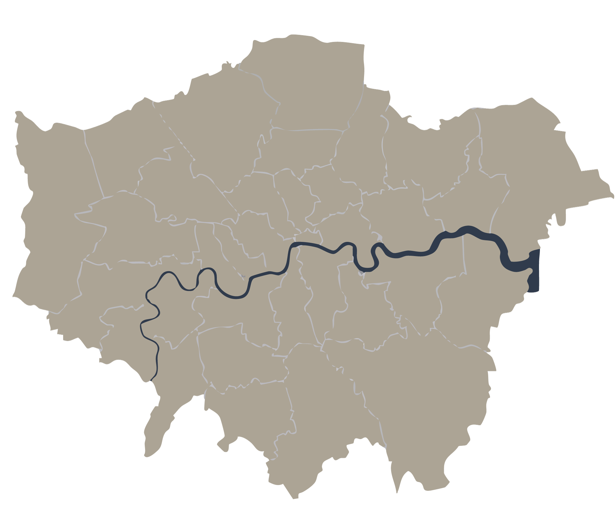 Map of Berlin, Germany, showing districts and rivers in shades of gray and black.