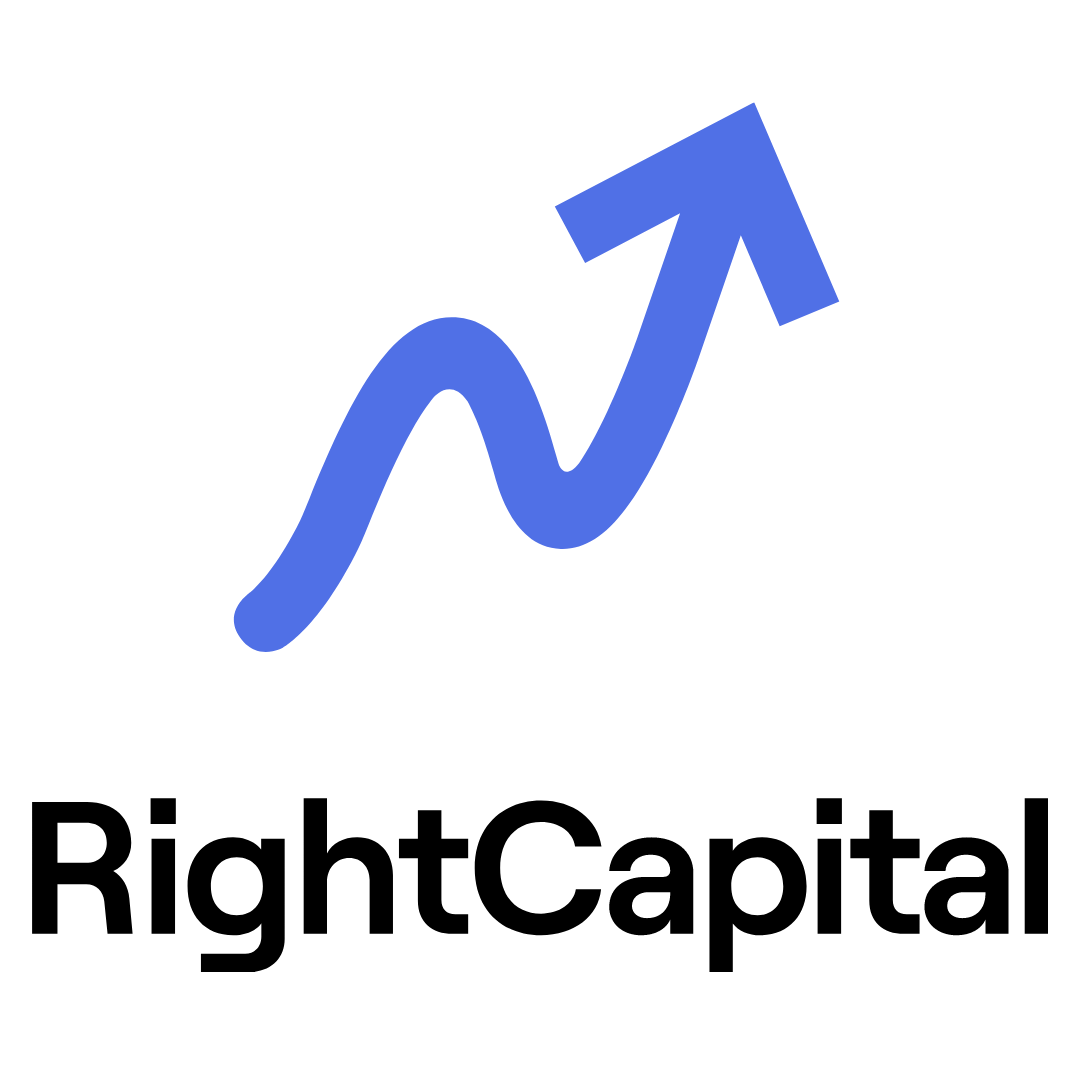 Logo of Right Capital, a blue upward trending arrow with a zigzag pattern
