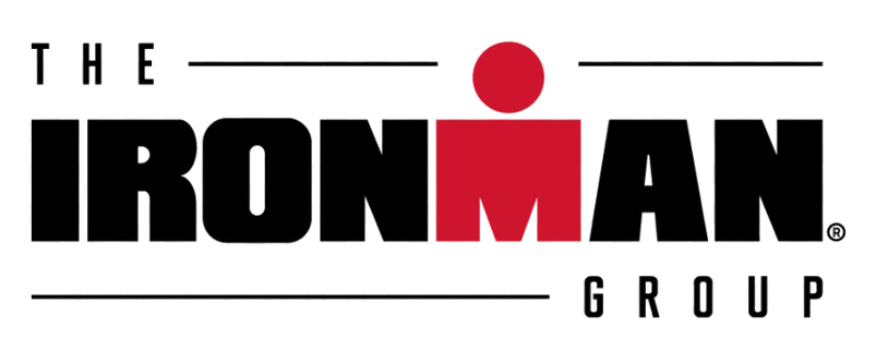 Logo du groupe Ironman avec une silhouette rouge de course à pied et le texte 'IRONMAN' en noir.