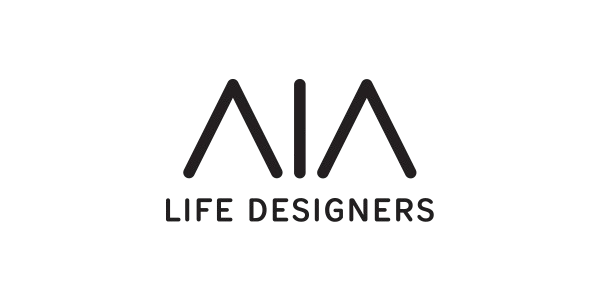 Logo de la société "AIA LIFE DESIGNERS" sur un fond noir.