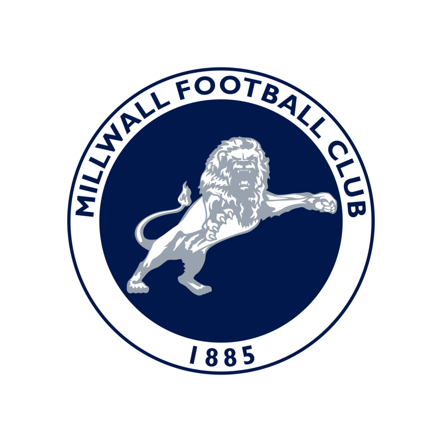Logo of Millwall Football Club featuring a lion within a circular design, with the club's name and established year 1885.