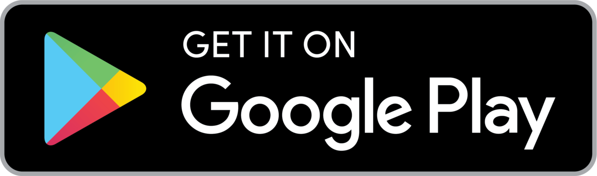 Google Play Store logo with text that reads 'Get it on Google Play' on a black background.