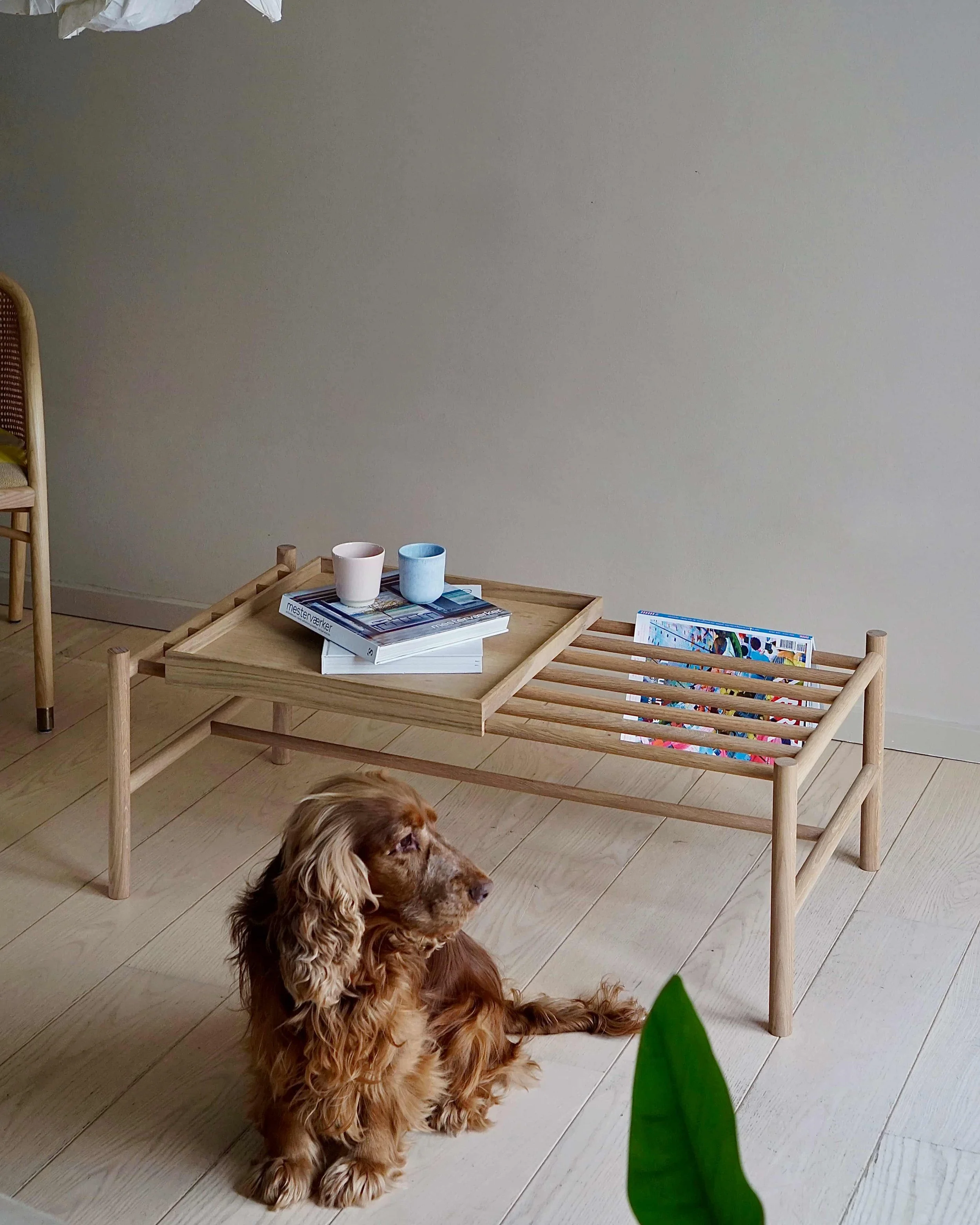 Flatpack sofabord med bakke af Mark de Vos Dalhoum. / Coffee table with tray by Mark de Vos Dalhoum.