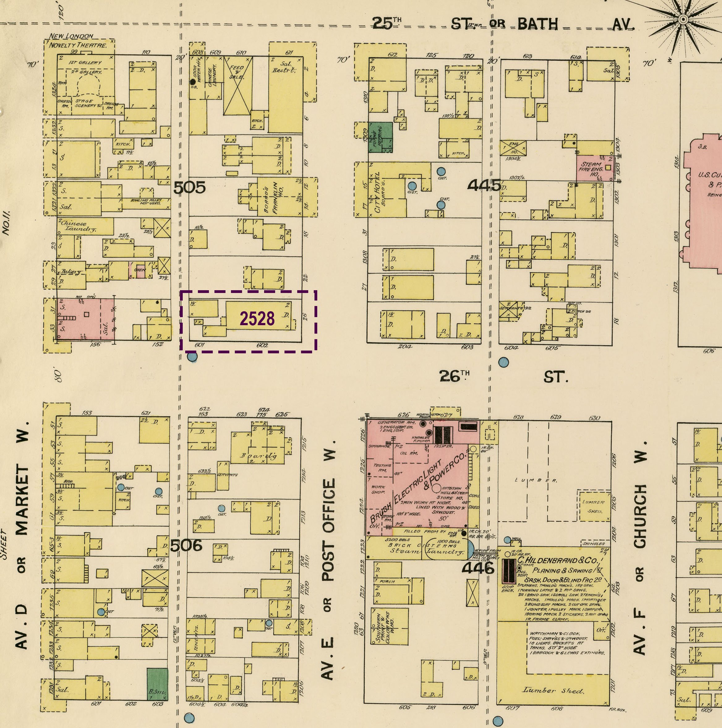 A detailed historic Sanborn map of the Mollie Walters neighborhood.