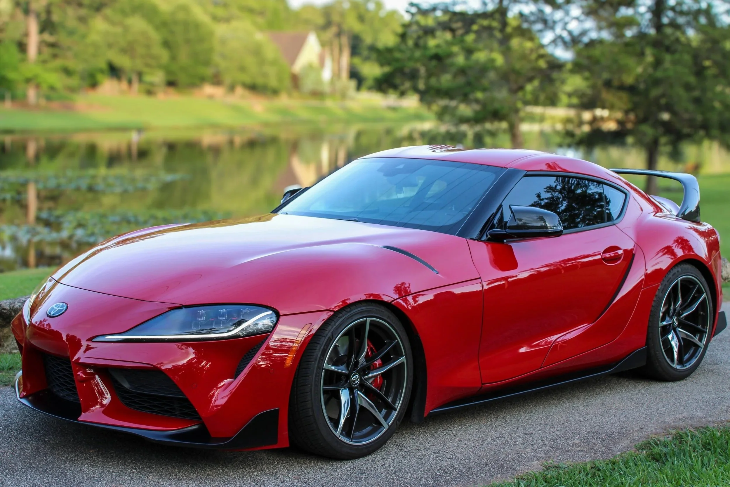 Toyota GR Supra at scenic location during professional automotive photo shoot