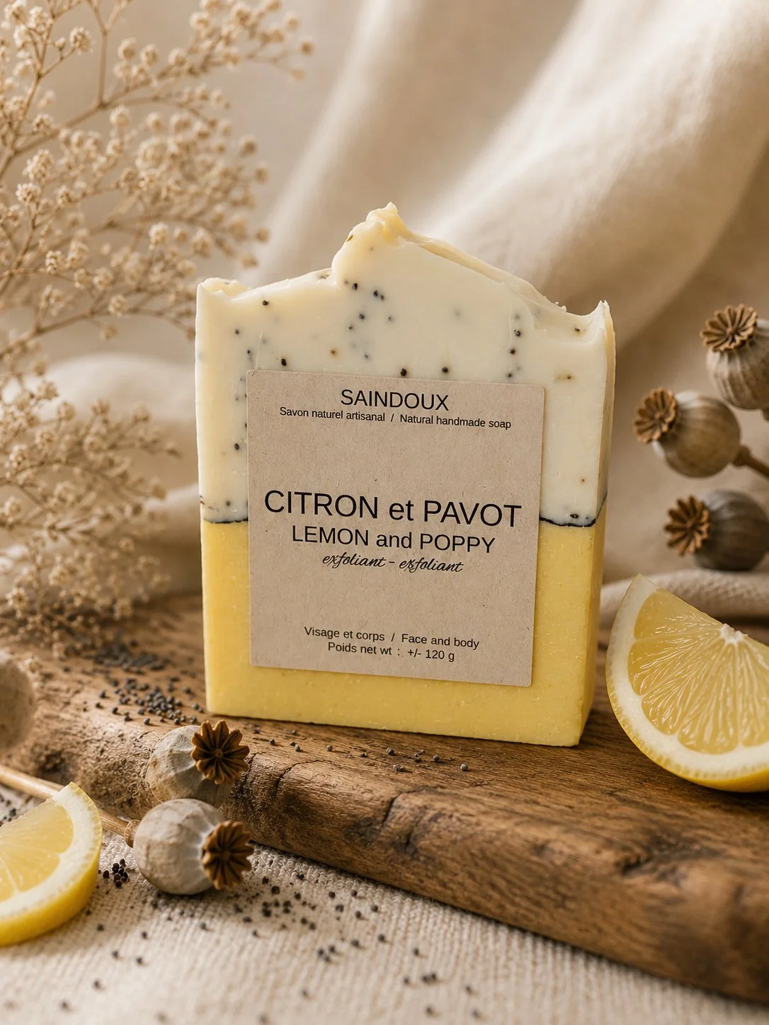 Savon artisanal - Citron & Graine de Pavot
