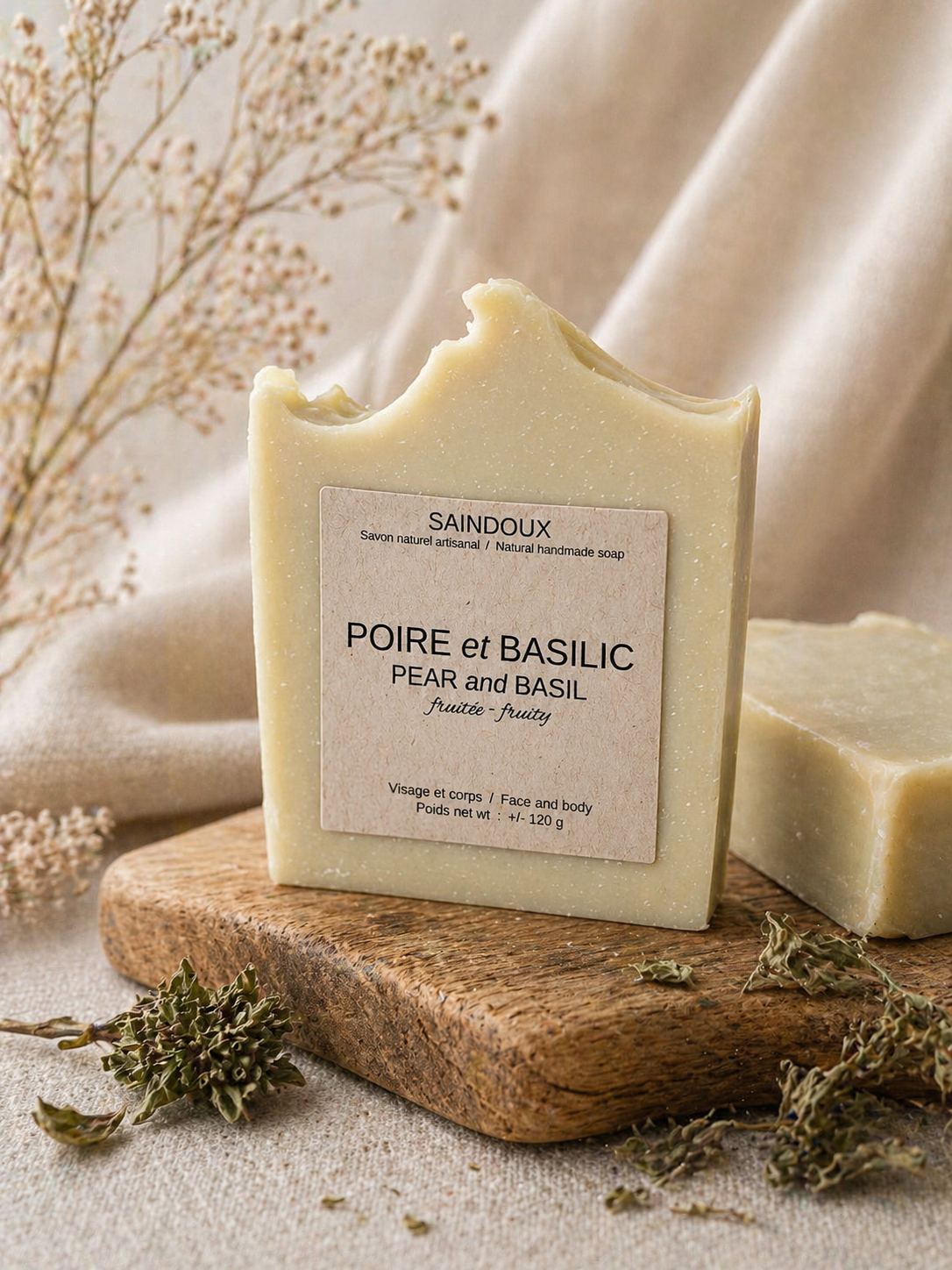 Savon artisanal - Poire & Basilic