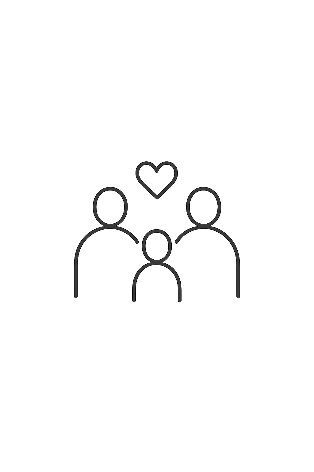 Une illustration d'une famille avec coeur, représentant l'entreprise familiale SAINDOUX.