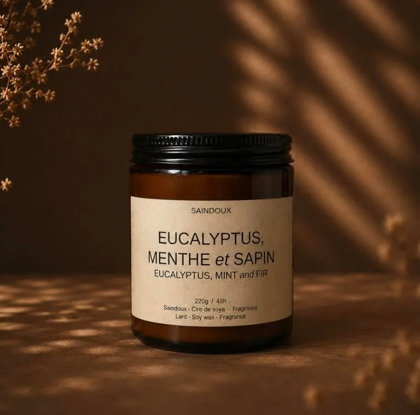 Bougie artisanale - Eucalyptus, Menthe & Sapin