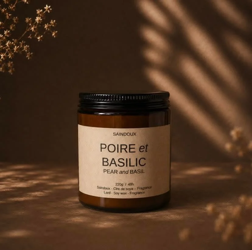 Bougie artisanale - Poire & Basilic