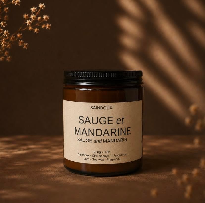 Bougie artisanale - Sauge & Mandarine