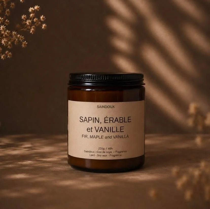 Bougie artisanale - Sapin, Érable & Vanille (Collection Hiver)