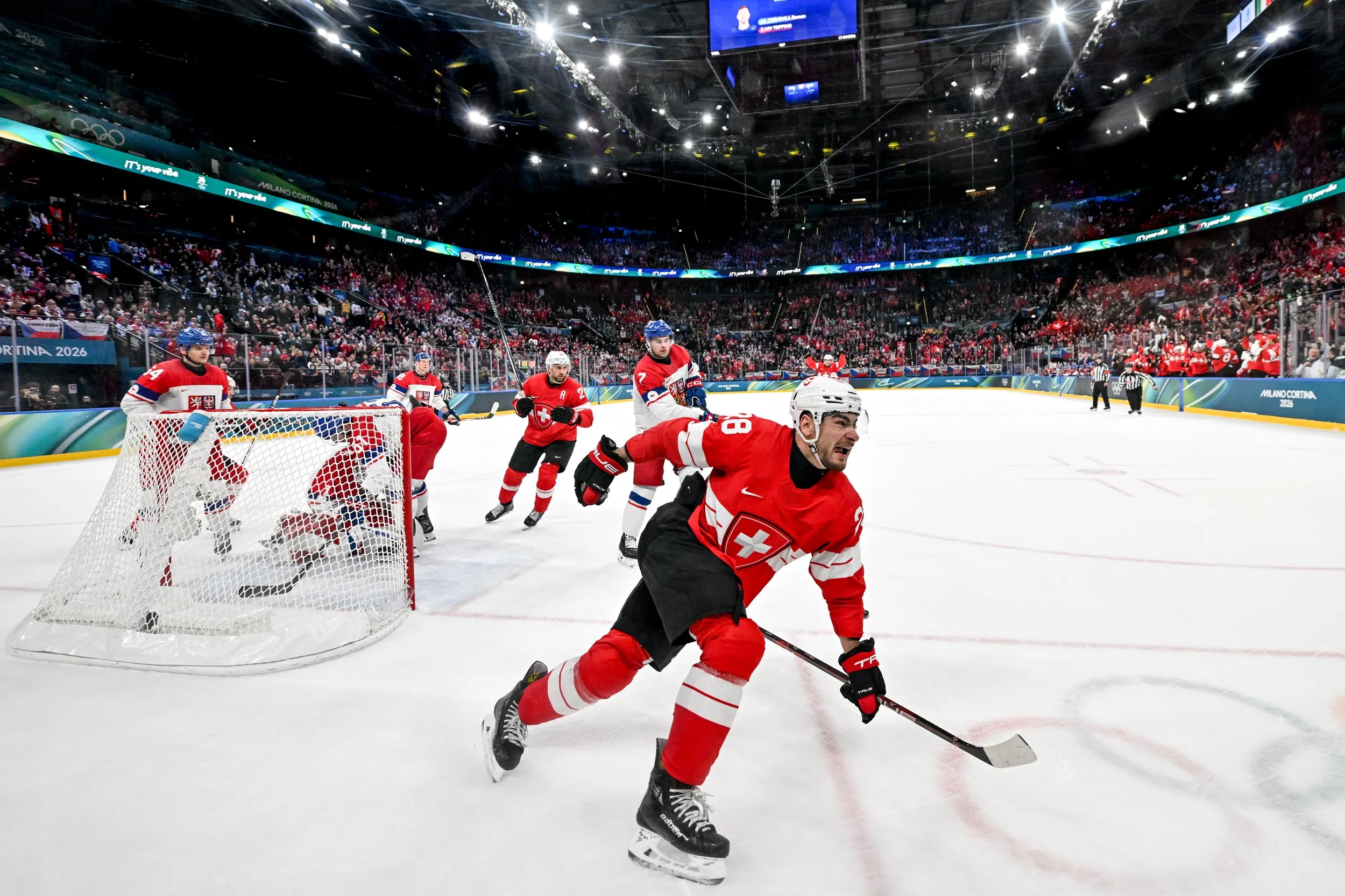  Timo Meier celebrates after scoring a goal 