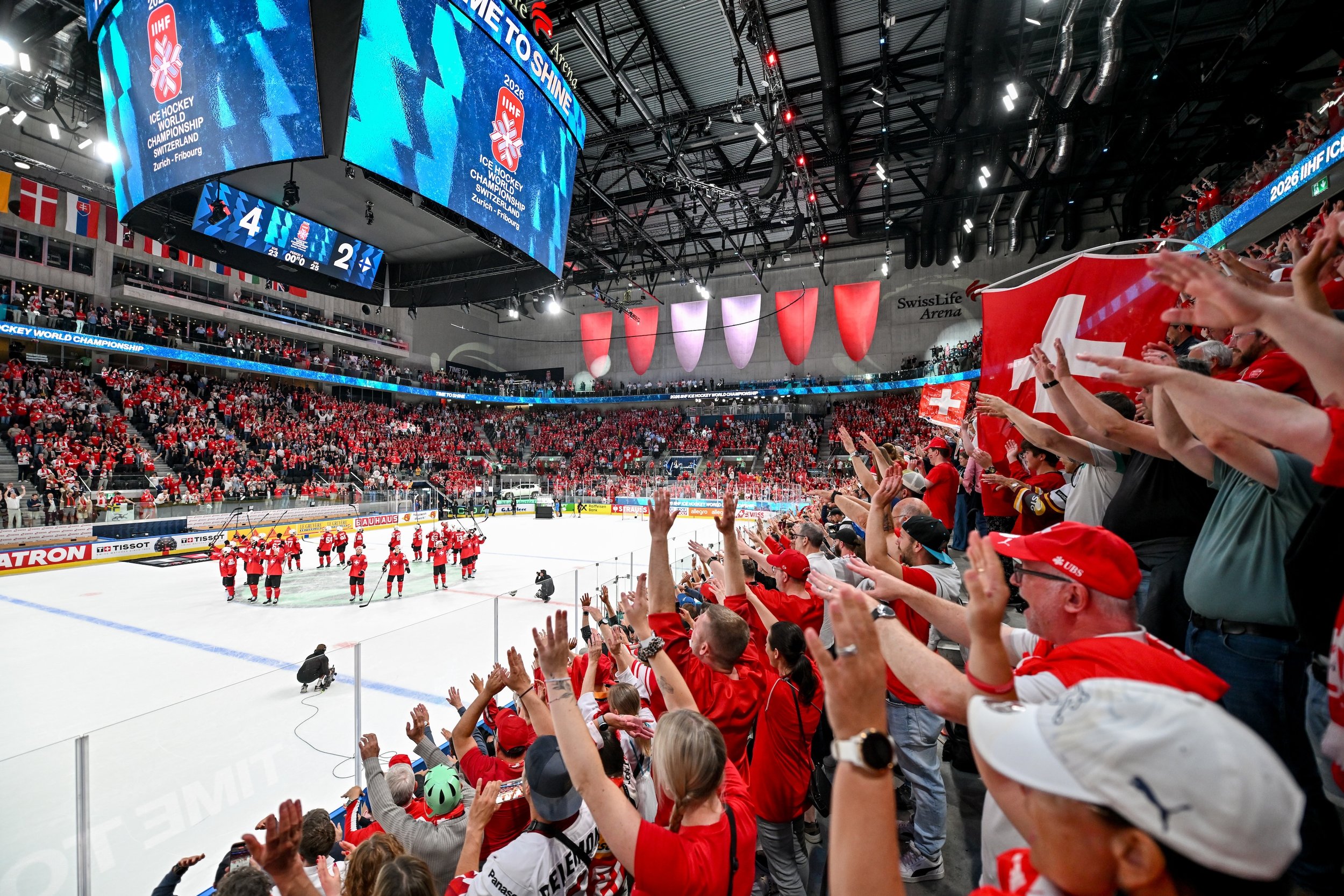  The Swiss crowd celebrates its team after a win 