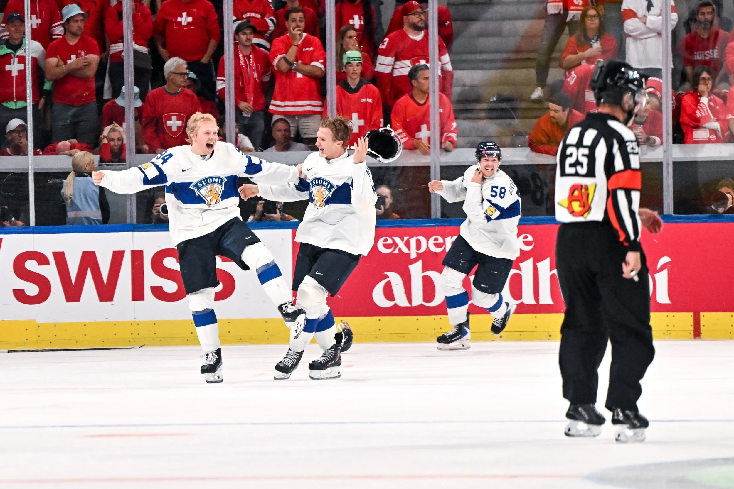  Konsta Helenius celebrates after scoring the gold-medal-winning goal for Finland 