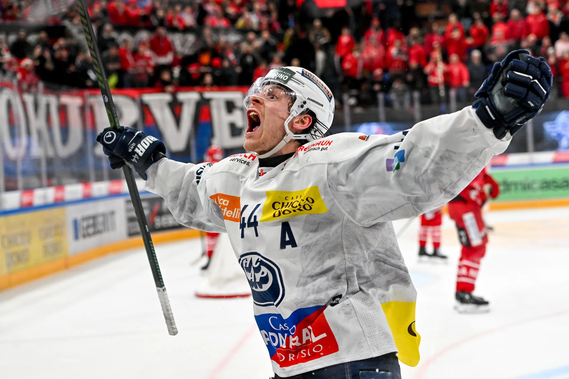  Forward André Heim celebrates after scoring a goal 