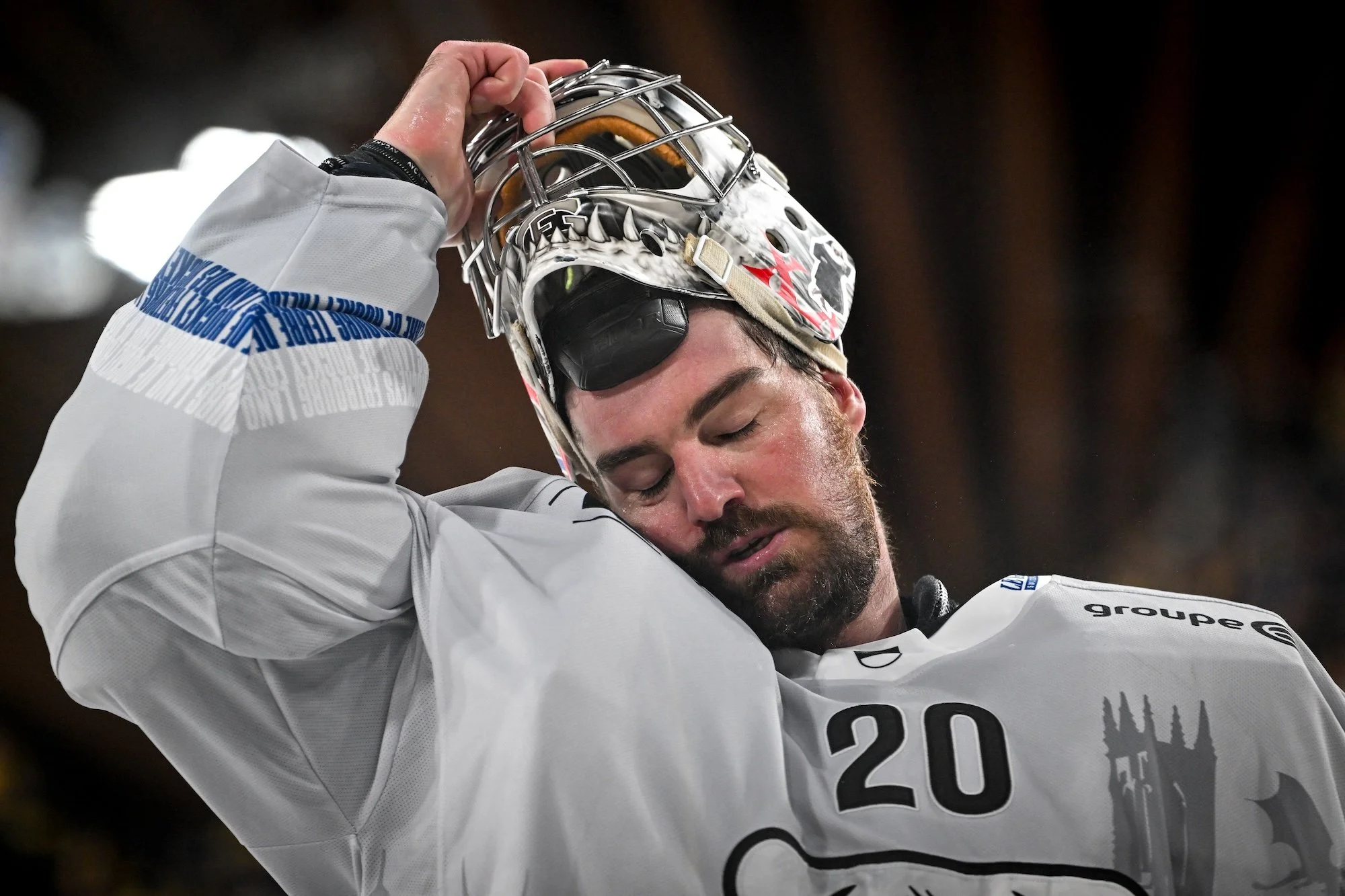  Goaltender Reto Berra finds his focus during Game 7 of the final in Davos 