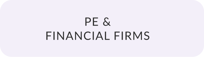 Text reading 'PE & FINANCIAL FIRMS' on a light-colored background.
