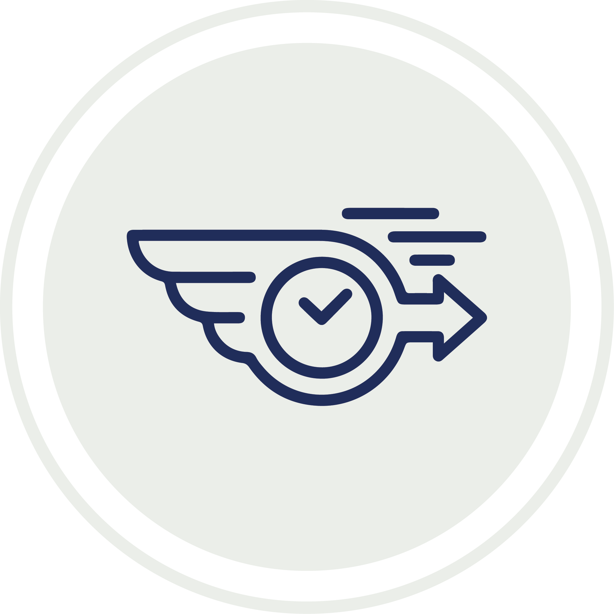 A white background with black and gray concentric circles and a blue stylized speedometer needle.