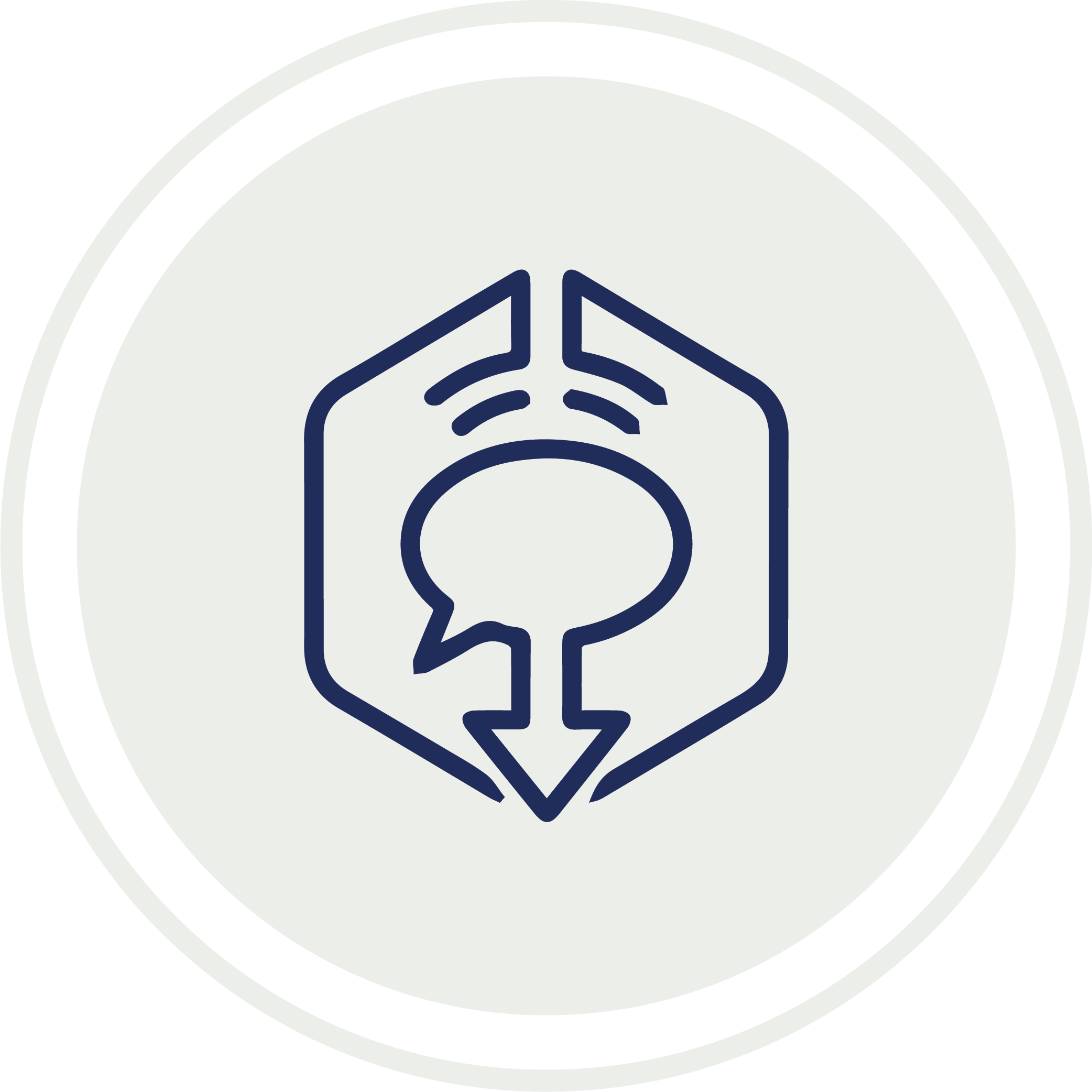 Close-up of a black and white target emblem with a stylized blue illustration of a brain inside a human head in the center.