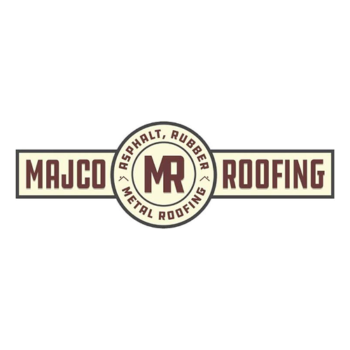Majco Roofing logo with the text 'Asphalt, Rubber, Metal Roofing' surrounding a circle with 'MR' in the center.