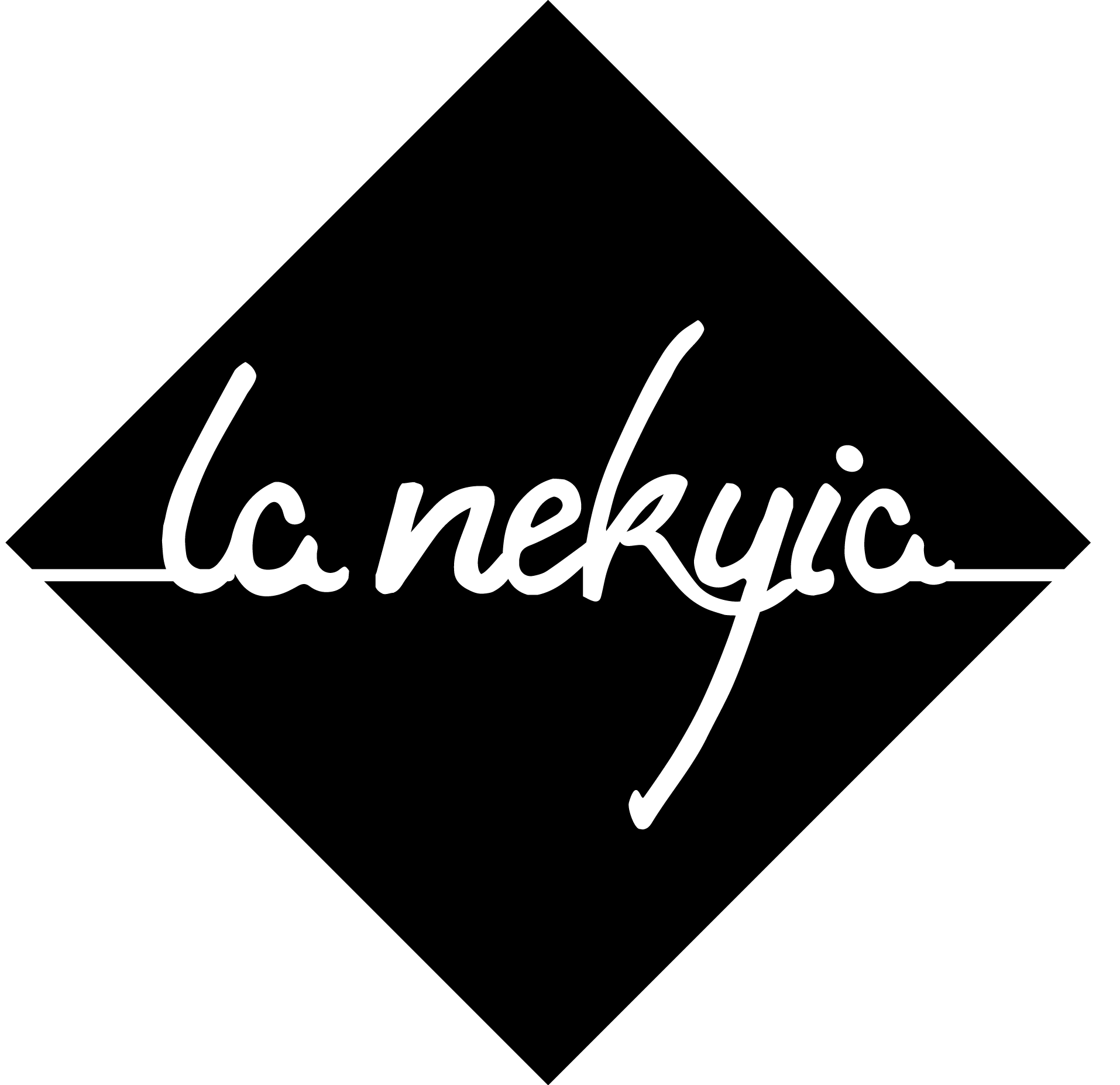 Texte en style script blanc sur fond noir : La nekufa.